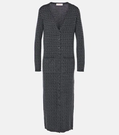 Valentino Toile Iconographe Wool Maxi Dress In Black