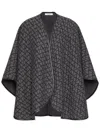 VALENTINO GREY TOILE ICONOGRAPHE WOOL PONCHO