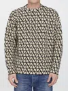 Valentino Toile Iconographe Wool Sweater In Brown