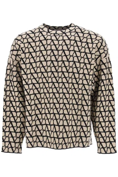Valentino Toile Iconographe Wool Sweater In Neutral