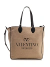 Valentino Stylish Reversible Leather Tote Bag In Beige
