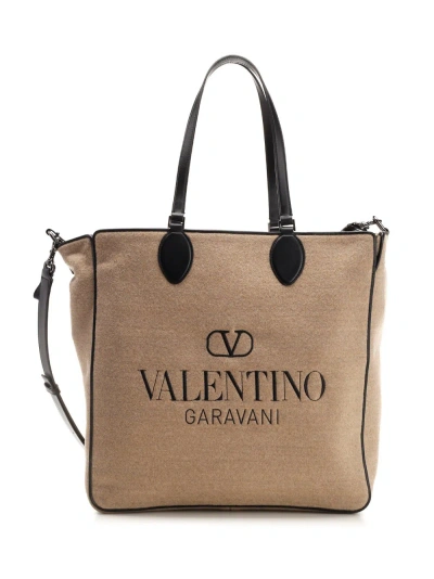 Valentino Garavani Stylish Reversible Leather Tote Bag In Brown