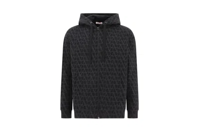 Pre-owned Valentino Toile Iconographe Zip Hoodie Navy
