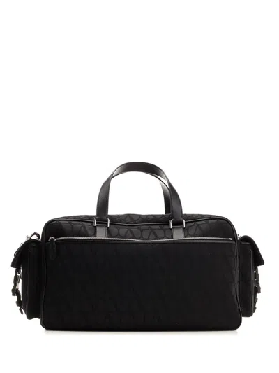 Valentino Garavani Valentino Toile Iconographe Zip-up Duffle Bag In Black
