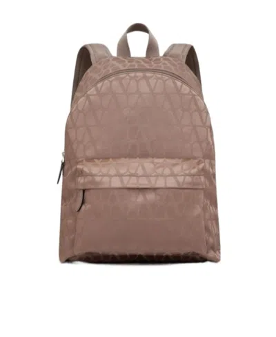Valentino Garavani Toile Pattern Backpack In Brown