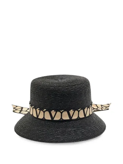 Pre-owned Valentino Garavani Toile-iconographe-detail Bucket Hat In Black