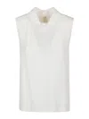 Valentino Draped Neckline Sleeveless Top In Crema
