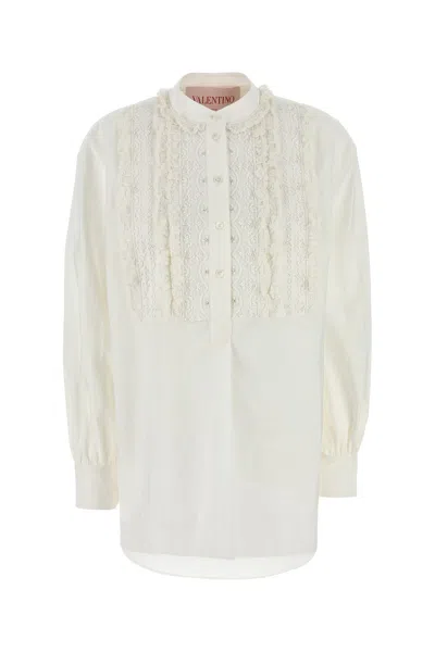 VALENTINO VALENTINO GARAVANI WHITE COTTON BLEND BLOUSE