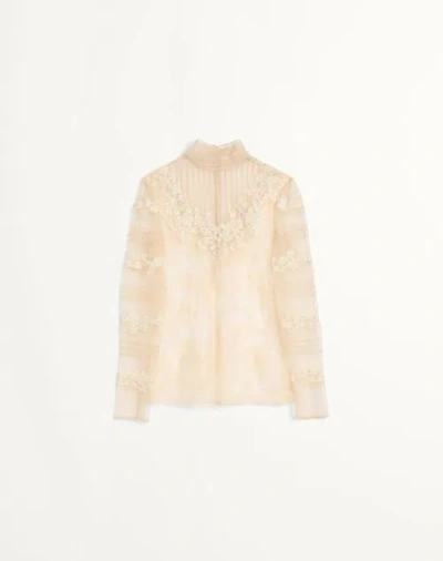 Valentino Roses Dentelle Top In Old Ivory