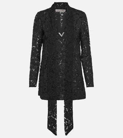 Valentino Top Aus Guipure-spitze In Schwarz