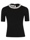 Valentino Garavani Wool Sweater With Stone Embroidery In Black
