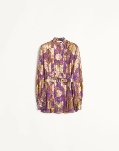 Valentino Silk-blend Floral-jacquard Blouse In Multicolor