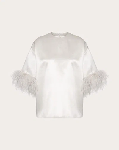 Valentino Top En Satin De Soie Femme Smoky Xs In Neutrals