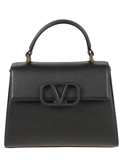Valentino Garavani Top Handle V Logo Tote In Black