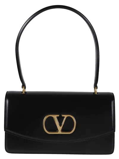 Valentino Garavani Vain Vlogo Leather Top-handle Bag In Black