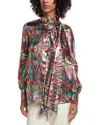 Valentino Logo Detailed Bowed Neck Blouse In Multi