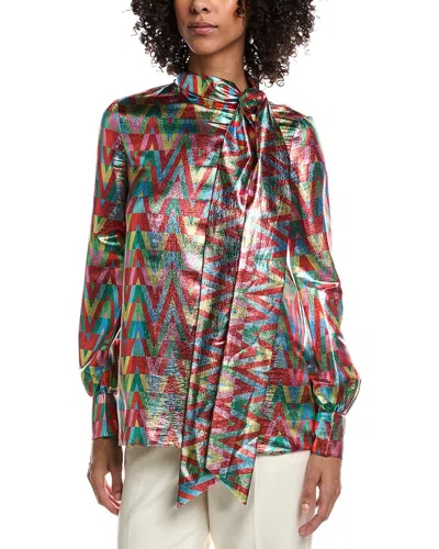 VALENTINO VALENTINO METALLIC LOGO SILK-BLEND SHIRT