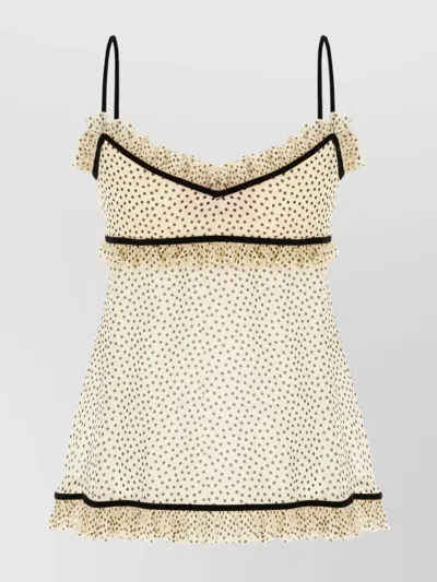 VALENTINO TOP SILK BOW POLKA DOTS RUFFLE TRIM