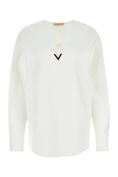 VALENTINO VALENTINO GARAVANI WHITE COTTON BLEND BLOUSE