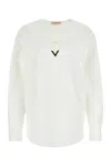 Valentino Women's Cotton Blend Blouse Top In White
