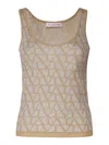 Valentino Iconographic Canvas Sleeveless Top In Dorado