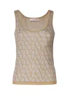 Valentino Iconographic Canvas Sleeveless Top In Golden