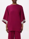 Valentino Womens Phalaris Magenta Cady Couture Embroidered Silk Top In Cyclamen