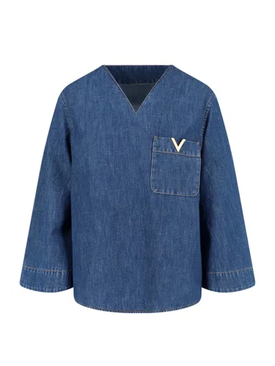 Valentino Top Vgold In Blue