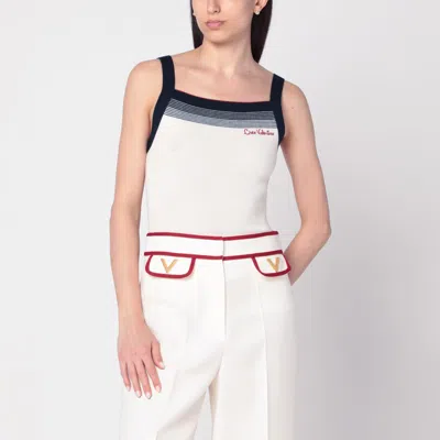 VALENTINO TOP WITH CHEZ VALENTINO EMBROIDERY IN WOOL