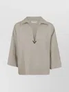 VALENTINO TOP WITH METAL V | SOLID LINEN FABRIC