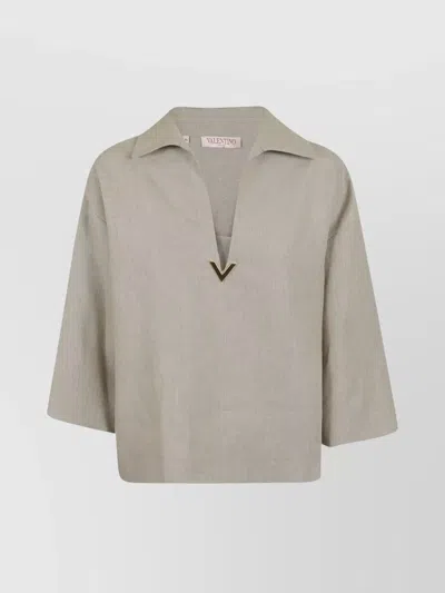 Valentino Garavani Linen Blouse In Beige