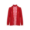 Valentino Lace-insert Silk Blouse In Red