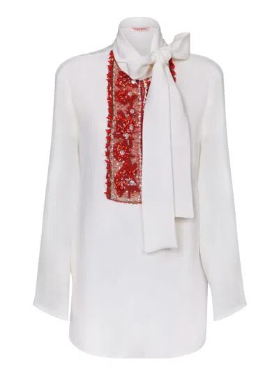 Valentino Cady Couture Ivory/corals Shirt In White