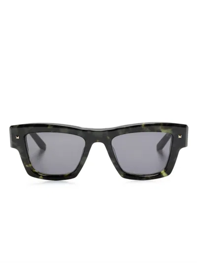 Valentino Garavani Tortoiseshell-effect Square-frame Sunglasses In 绿色