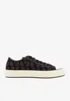 Valentino Fondant Brown Vlogo Pattern Low Top Sneakers For Men In Fondant