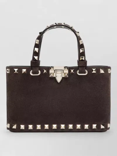 Valentino Garavani Tote Bag Contrast Hardware Structured Silhouette In Brown