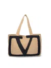 Valentino Borsa Shopping Viva Superstar Grande In Rafia Donna In Sand