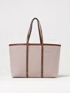 Valentino Rockstud Trim Canvas Medium Tote In Beige