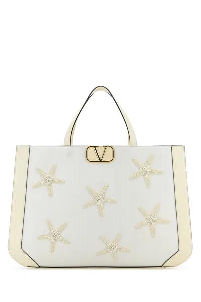 VALENTINO GARAVANI VALENTINO GARAVANI WHITE FABRIC VALENTINO GARAVANI ESCAPE SHOPPING BAG
