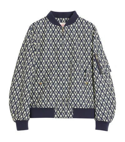 Valentino Toute La V Print Bomber Jacket In Navy