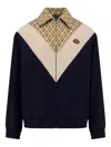 Valentino Wool And Cotton Jacket With Chevron Pattern In Blue