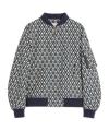 Valentino Toute La V Print Bomber Jacket In Navy Blue/cream