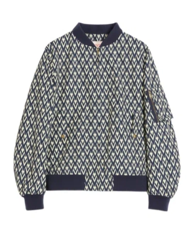 VALENTINO NYLON BOMBER JACKET WITH TOUTE LA V PRINT