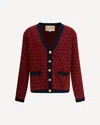Valentino Garavani Patterned-intarsia Wool Cardigan In Red