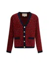 Valentino Garavani Patterned-intarsia Wool Cardigan In Red