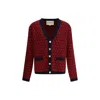 Valentino Garavani Patterned-intarsia Wool Cardigan In Red