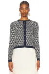 Valentino Garavani Toute La V Jacquard Wool Cardigan In Blue