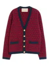 Valentino Garavani Patterned-intarsia Wool Cardigan In Red