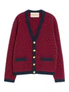 Valentino Toute La V Jacquard Wool Cardigan In Red