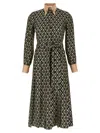 Valentino Embellished Belted Printed Silk-twill Midi Shirt Dress
